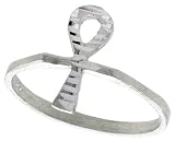 Sterling Silver Diamond Cut Ankh Cross Ring
