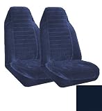 Set of 2 Universal Fit High Back Encore Pattern Front Bucket Seat Cover - Navy Blue