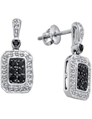 0.5 cttw 14k White Gold Black Diamond Drop Earrings (Real Diamonds: 1/2 cttw)