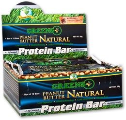 Greens + High Protein Peanut Butter Natural Box Greens+ (Orange Peel Enterprises) 12 Bars Box