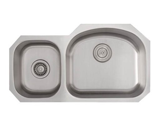 32 Inch - 16 Gauge Stainless Steel 40/60 Undermount Double D - Bowl Offset Kitchen Sink