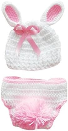QualityStores® Fashion Unisex Newborn Boy Girl Crochet Knitted Baby Outfits Costume Set Photography Photo Prop-Pink Rabbit +Gift pattern send randomly+ Cleaning Cloth