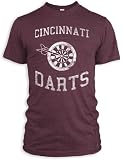 Vintage Distressed Cincinnati Darts Tri-Blend T-Shirt, Cranberry, L