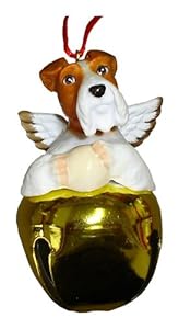 #!Cheap Cute Christmas Holiday Fox Terrier Dog Gold Ornament Bell Figurine