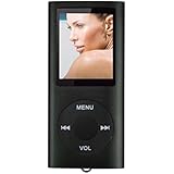 Schwarz MINI MP3 MP4 MUSIK PLAYER Mit LCD DISPLAY Video FM Radio e-Book Untersttzung 16GB Micro SD SPEICHER Aluminium Gehuse