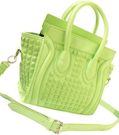 Designer Inspired Smile Double Handle Quilted Office Shopper Doctor Style Tote Hobo Bag-Green