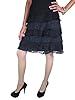Womasn Boho Skirt Black Eyelet Georgette Gypsy Tiered Hippie Skirt Holiday Wear (Waist: 36 inches)