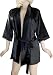 Tie Wrap Short Satin Robe, JetBlack-3X/4X