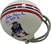 John Hannah Autographed/Hand Signed New England Patriots 2bar TB Mini Helmet with HOF 91 inscription