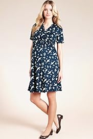 Maternity Crossover V Neck Bird Print Wrap Dress