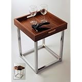 TRAY TOP - Walnut & Chrome End Table / Small Coffee Table