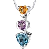 2.50 cts Citrine Amethyst Topaz 3 Stone Pendant in Sterling Silver