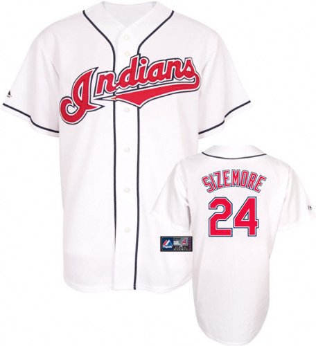 Grady Sizemore Jersey: Youth Majestic Home White Replica #24 Cleveland Indians Jersey