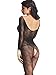Amoretu Women Floral Pattern Lingerie Fishnet Crotchless Bodystocking Black