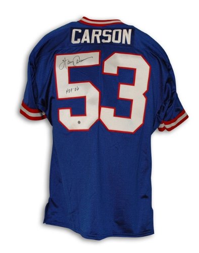 Harry Carson Autographed/Hand Signed New York Giants Blue Throwback Jersey inscribed ''HOF 06''