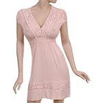 SAVE $35.01 - Sexy Pale Pink Babydoll Dress with Flower Crochet Lace Medium $34.99