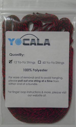 12 Premium Red &amp; Black Yoyo Strings 100% Polyester