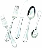Hampton Forge Silversmiths Lexington Mirror 48-Piece Flatware Set with Steak Knives