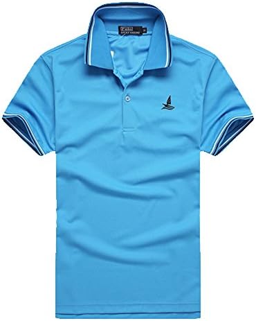 LUCKY SAILING Men's Short Sleeve Sport Golf Stylish Casual Breathable Polo Shirt (XX-Large, Blue)