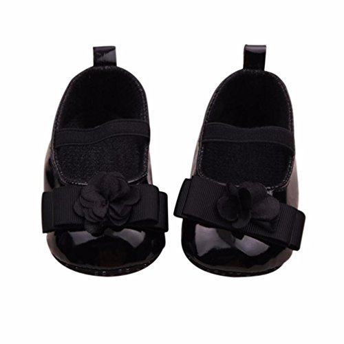 Voberry® Toddler Baby Girl's Princess Walking Mary Jane Crib Shoes Ballet Flats (12~18 Month, Black)