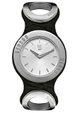 Women's Silver Dial Black Shiny Leather