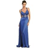 Royal Blue Backless Jewel Embellished Long Formal Gown