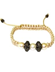 Sterling Silver Diamond Pave Beads Macrame Bracelet Handmade Jewelry