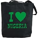 Canvas Tote Bag Black " I Love Nigeria " Country