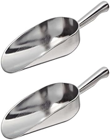 Set of 2 New 5 oz. Cast Aluminum Scoop, Nut Scoop, Candy Scoop, Chocolate Scoop, Coffee Beans Scoop, Flour Scoop, Spices Scoop, Ice Cream Scoop, Party Scoop, with Contoured Handle