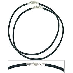 Rubber Cord Anklet Black 9" 2Pcs