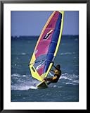 Woman Wind Surfing in the Sea Framed Art Poster Print, 31x39