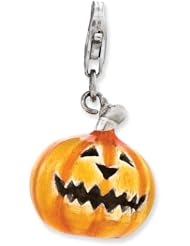 Sterling Silver 3-d Enameled Jack O Lantern W/lobster Clasp Charm, Best Quality Free Gift Box Satisfaction Guaranteed