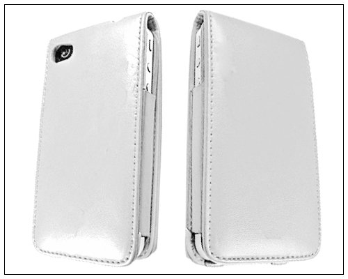 White Flip Faux Leather Case Cover for Apple Iphone 4 4g AT&T Verizon 4s