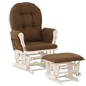 StorkCraftHoopGliderandOttoman,White/Chocolate