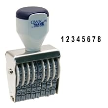 QwikMark Traditional 8 Digit Rubber Number Stamp, Type Size 1, Black (RN018)