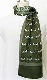 Ornamental Print on Olive Green - Silk Mens Scarf 10.5x64