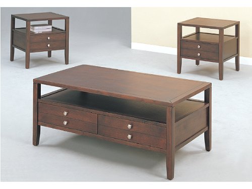 3-pc Pack Coffee / End Table Set in Brown Finish ADS40217-c,40217-e