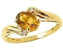 14K Yellow or White Gold Oval Gemstone and Diamond Engagement Ring-Citrine-full, half sizes from 5-8.5