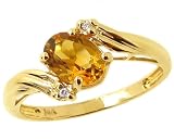 Search : 14K Yellow or White Gold Oval Gemstone and Diamond Engagement Ring-Citrine-full, half sizes from 5-8.5