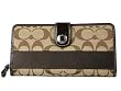 Coach Signature Stripe Zip Around Long Wallet Bag 42468 Mahogany Brown