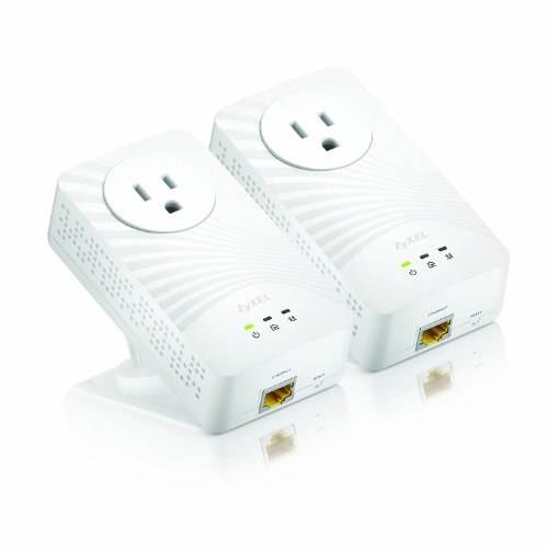 ZyXEL 600 Mbps Mini Powerline AV2 Gigabit Adapter with AC Pass Through, Starter Kit - 2 Units (PLA5215KIT) On Sale