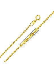 14K Yellow Gold 1.2mm Singapore Chain with Spring Ring Clasp - 18" Inches