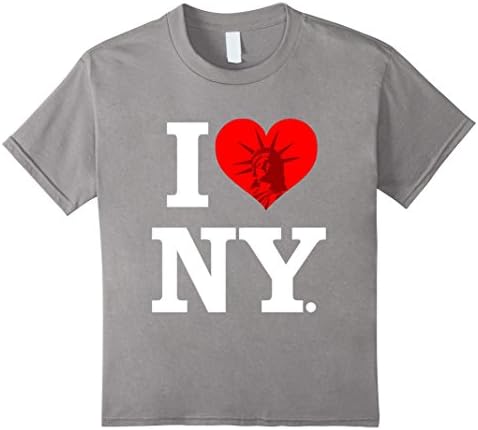 Kids I Love NY New York Print Heart T-Shirt tee 10 Slate
