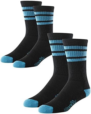 Woolly Clothing Co. Unisex Merino Wool Outdoor Air Sock Large Black With Blue Accent - (2 pack)