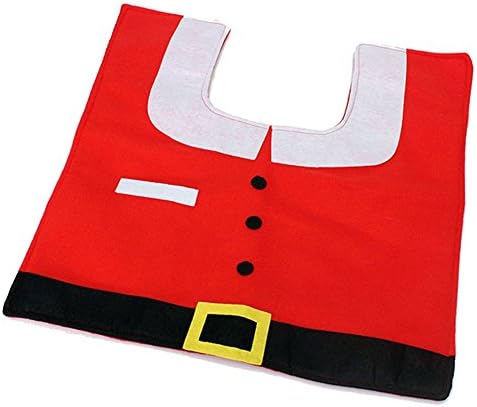 Shinieny Christmas Toilet Seat Tank Cover Bathroom Decoration Santa 3PC Rug Sets (Red)