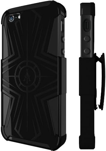 iPhone 4 Case - Ariza Imperial® Designer Case for iPhone 4 / 4S - The Best Protective Cover for 4S - Slim Grip with Hard Shell - Hybrid Silicon Skin for Men &amp; Girls - Top Durable Protection - FREE Holster Belt Clip / Kick Stand Included - Lifetime Warranty - Dualcom Series (Black and Black)