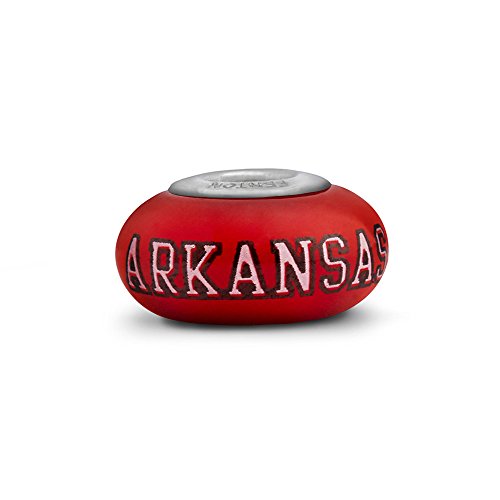 Arkansas Razorbacks Small Glass Bead Fits Most European Style Charm Bracelets