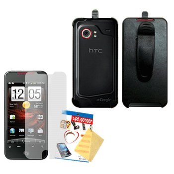 Holster Case w/ Ratcheting Belt Clip & LCD Screen Guard / Protector for HTC Droid Incredible ADR6300