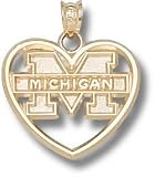 Michigan Wolverines Solid 10K Gold ''M MICHIGAN'' Heart Pendant