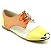 BUMPER JOLIE06 Women's Round Toe lace Up Metallic Toe Mesh Two Tone Flat Oxfords